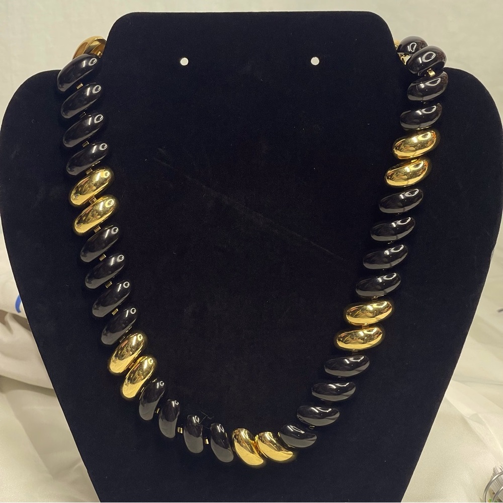 Vintage Monet black and gold collar necklace